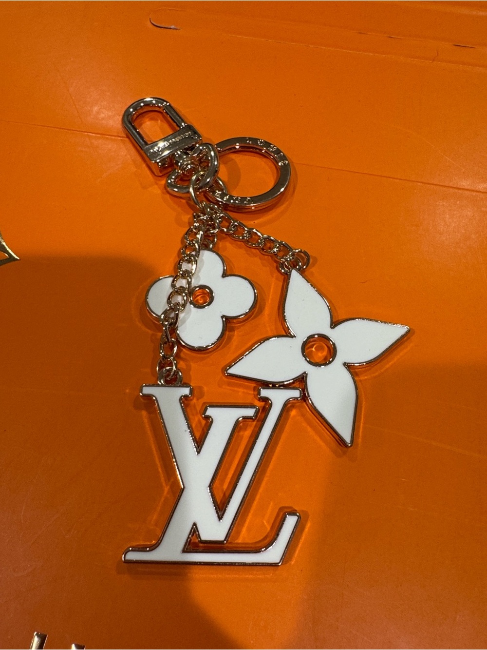 White Enamel LV Key Charm